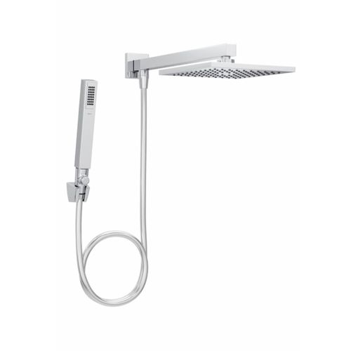 Chuveiro de Parede Quadrado com Tubo e Desviador Deca 20cm Cromado