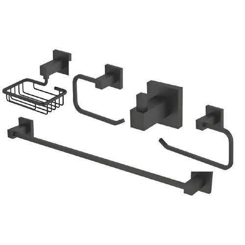 Kit de Acessórios para Banheiro Quadrado Black - Jiwi