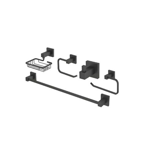 Kit de Acessórios para Banheiro Quadrado Black - Jiwi