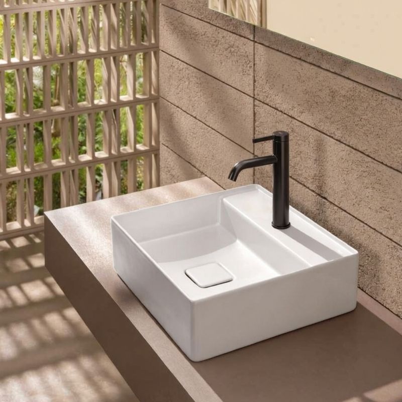 tky..89 高さ90cm 30x30cm 2台 Cuba de Apoio Quadrada com Mesa 30x30cm Terra T7 Branca - Roca